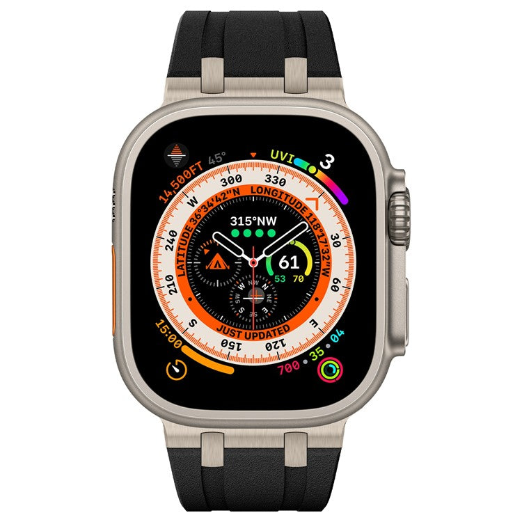 KALEBOL For Apple Watch 10 46mm / Ultra 2 / Ultra 49mm / 9 8 7 45mm / SE (2023) SE (2022) SE 6 5 4 44mm / 3 2 1 42mm Silicone Band - Titanium+Black