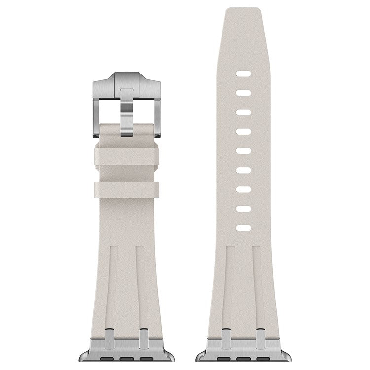 KALEBOL For Apple Watch 10 46mm / Ultra 2 / Ultra 49mm / 9 8 7 45mm / SE (2023) SE (2022) SE 6 5 4 44mm / 3 2 1 42mm Silicone Band - Silver+Starlight