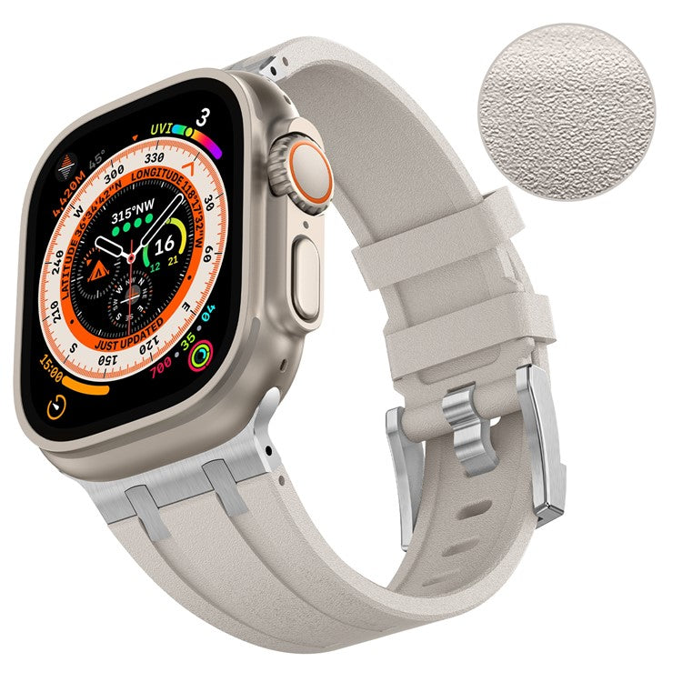 KALEBOL For Apple Watch 10 46mm / Ultra 2 / Ultra 49mm / 9 8 7 45mm / SE (2023) SE (2022) SE 6 5 4 44mm / 3 2 1 42mm Silicone Band - Silver+Starlight