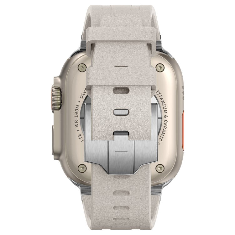 KALEBOL For Apple Watch 10 46mm / Ultra 2 / Ultra 49mm / 9 8 7 45mm / SE (2023) SE (2022) SE 6 5 4 44mm / 3 2 1 42mm Silicone Band - Silver+Starlight