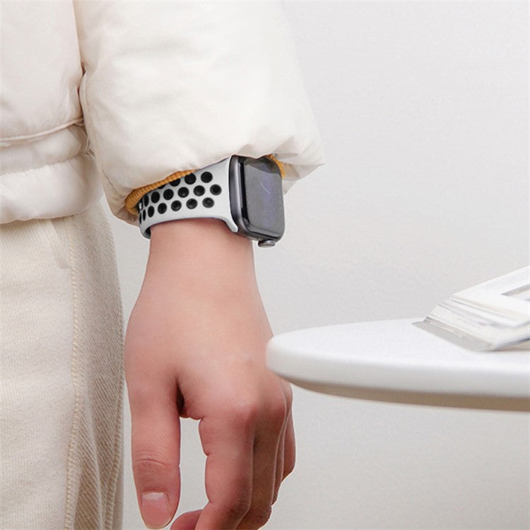 KALEBOL Size S / M Strap For Apple Watch Series 10 42mm / 9 8 7 41mm / SE (2023) SE (2022) SE 6 5 4 40mm / 3 2 1 38mm Silicone Watch Band - Olive Green+Black