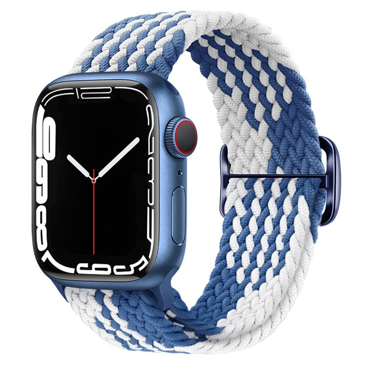 KALEBOL Watch Band For Apple Watch Series 10 42mm / 9 8 7 41mm / SE (2023) SE (2022) SE 6 5 4 40mm / 3 2 1 38mm Nylon Strap -  Blue+White