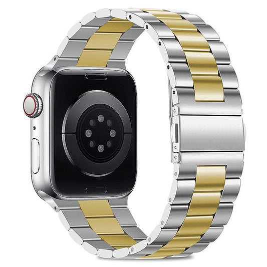 KALEBOL Watch Band For Apple Watch Series 10 42mm / 9 8 7 41mm / 6 5 4 SE (2022) SE (2023) SE 40mm / 3 2 1 38mm Stainless Steel Strap - Silver+Gold