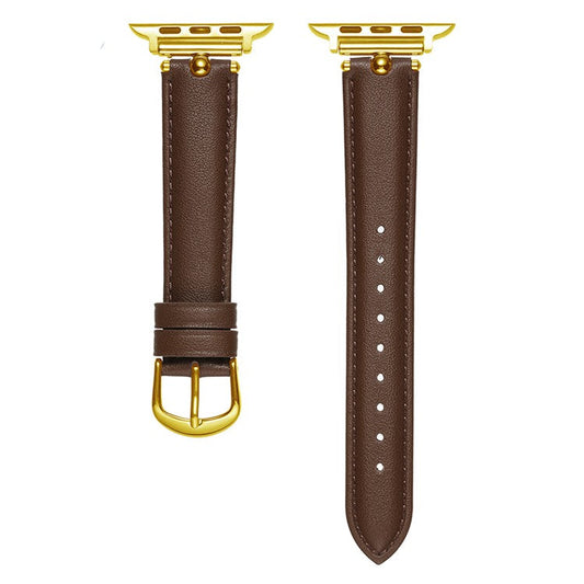 KALEBOL For Apple Watch 10 46mm / Ultra 2 / Ultra 49mm / 9 8 7 45mm / SE (2023) SE (2022) SE 6 5 4 44mm / 3 2 1 42mm Strap - Tan  /  Gold Buckle