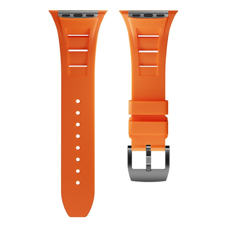 KALEBOL For Apple Watch 10 46mm / Ultra 2 / Ultra 49mm / 9 8 7 45mm / SE (2023) SE (2022) SE 6 5 4 44mm / 3 2 1 42mm  Watch Bracelet - Orange / Black Buckle