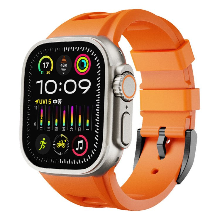 KALEBOL For Apple Watch 10 46mm / Ultra 2 / Ultra 49mm / 9 8 7 45mm / SE (2023) SE (2022) SE 6 5 4 44mm / 3 2 1 42mm  Watch Bracelet - Orange / Black Buckle
