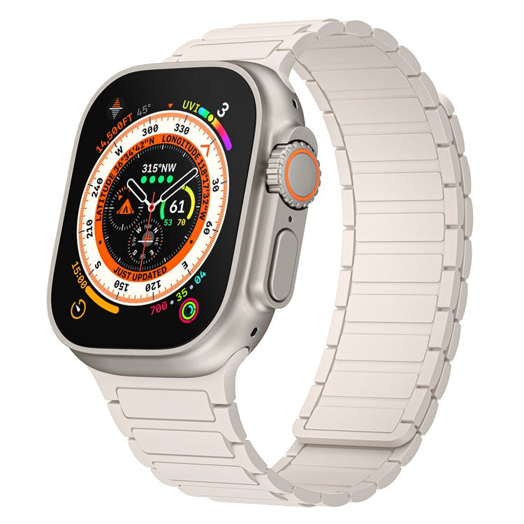 KALEBOL Watch Strap For Apple Watch Series 10 42mm / 9 8 7 41mm / SE (2023) SE (2022) SE 6 5 4 40mm / 3 2 1 38mm Magnetic Silicone Band - Starlight