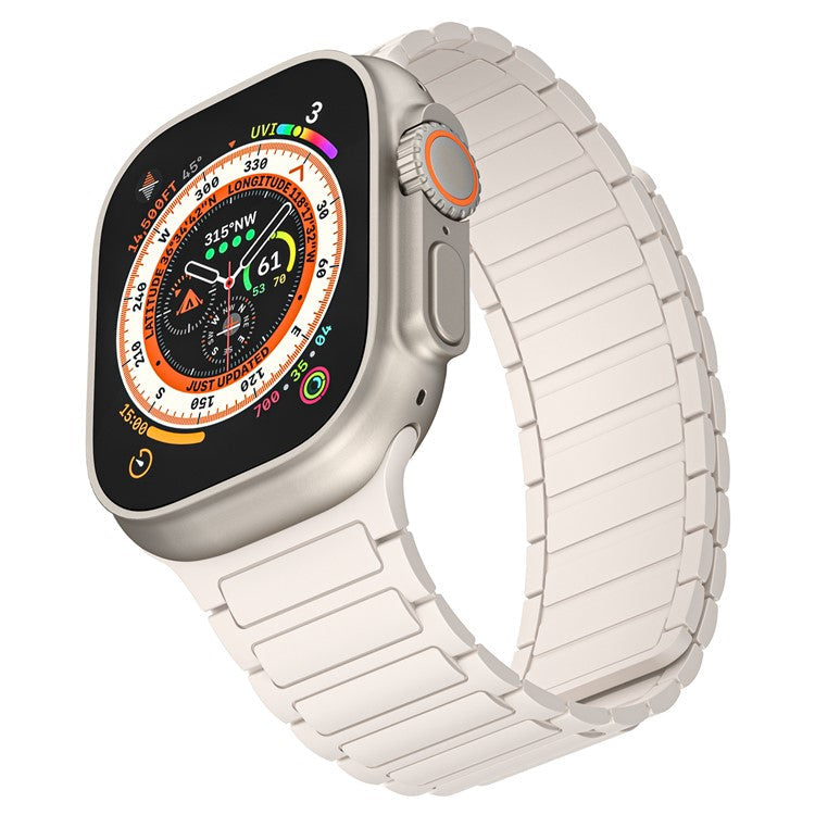 KALEBOL Watch Strap For Apple Watch Series 10 42mm / 9 8 7 41mm / SE (2023) SE (2022) SE 6 5 4 40mm / 3 2 1 38mm Magnetic Silicone Band - Starlight
