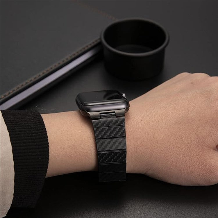 KALEBOL KLB-XWCX-001 Magnetic PC Watch Band For Apple Watch Series 10 42mm / 9 8 7 41mm / SE (2023) SE (2022) SE 6 5 4 40mm / 3 2 1 38mm - Black