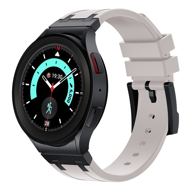 KALEBOL KLB-CXGJ-001 For Samsung Galaxy Watch5 40mm / Galaxy Watch6 Classic 43mm Silicone Watch Strap - Black+Starlight