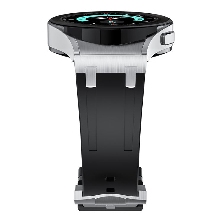KALEBOL KLB-CXGJ-001 For Samsung Galaxy Watch5 40mm / Galaxy Watch6 Classic 43mm Silicone Watch Strap - Silver+Black
