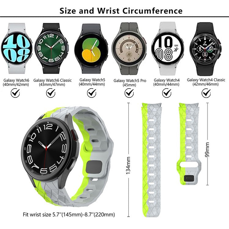 KALEBOL KLB-ZQWFKGJ-001 For Samsung Galaxy Watch FE 40mm / Watch 4 / 5 / 6 Football Pattern Silicone Watch Strap Band - Black