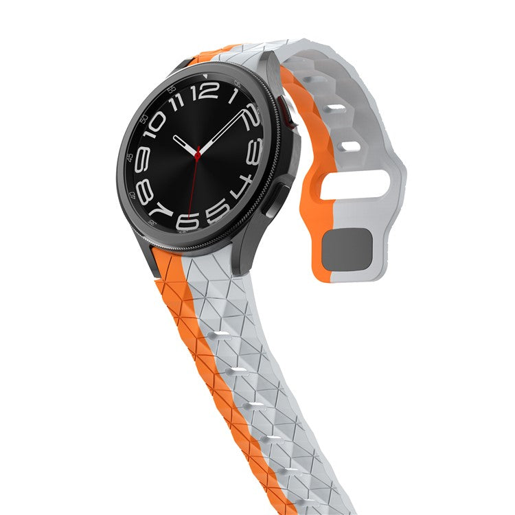 KALEBOL KLB-ZQWFKGJ-001 For Samsung Galaxy Watch FE 40mm / Watch 4 / 5 / 6 Football Pattern Silicone Watch Strap Band - Grey Orange