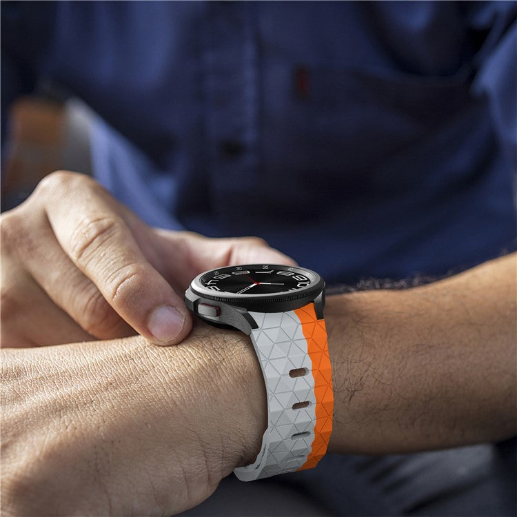 KALEBOL KLB-ZQWFKGJ-001 For Samsung Galaxy Watch FE 40mm / Watch 4 / 5 / 6 Football Pattern Silicone Watch Strap Band - Grey Orange