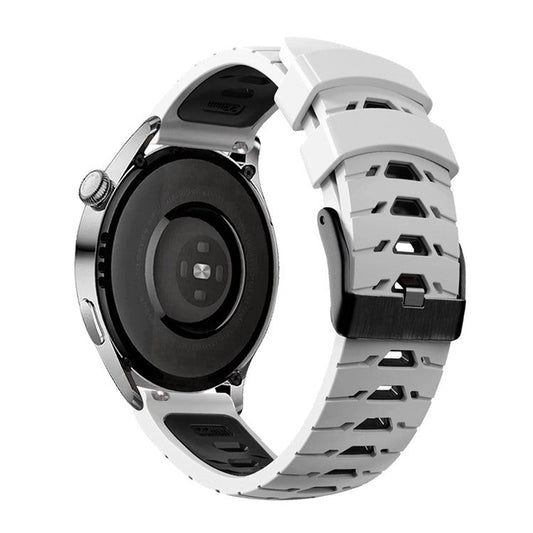 KALEBOL KLB-SSTXGJ-001 For Samsung Galaxy Watch6 Classic 43mm / 47mm / GarminActive 20mm Silicone Trapezoidal Watch Strap - White+Black