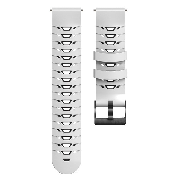 KALEBOL KLB-SSTXGJ-001 For Samsung Galaxy Watch6 Classic 43mm / 47mm / GarminActive 20mm Silicone Trapezoidal Watch Strap - White+Black
