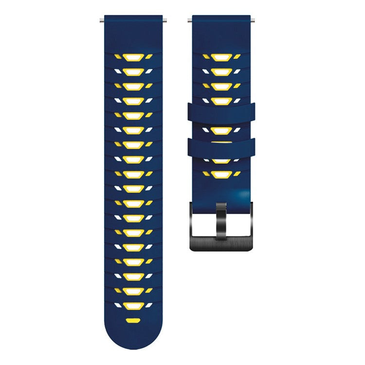 KALEBOL KLB-SSTXGJ-001 For Samsung Galaxy Watch6 Classic 43mm / 47mm / GarminActive 20mm Silicone Trapezoidal Watch Strap - Midnight Blue+Yellow