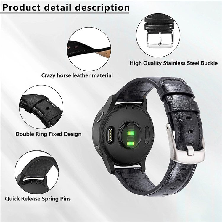 KALEBOL KLB-FMWZP-001 For Samsung Galaxy Watch3 45mm / Huawei Watch 4 Pro Leather Watch Strap Genuine Cow Leather Watch Band - Coffee