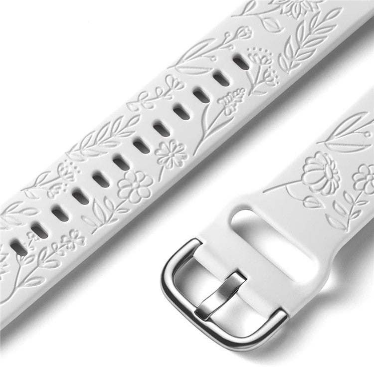 For Garmin Vivomove 3 / Forerunner 645 / Samsung Gear S2 Classic Universal 20mm Carving Flower Silicone Watch Strap - White