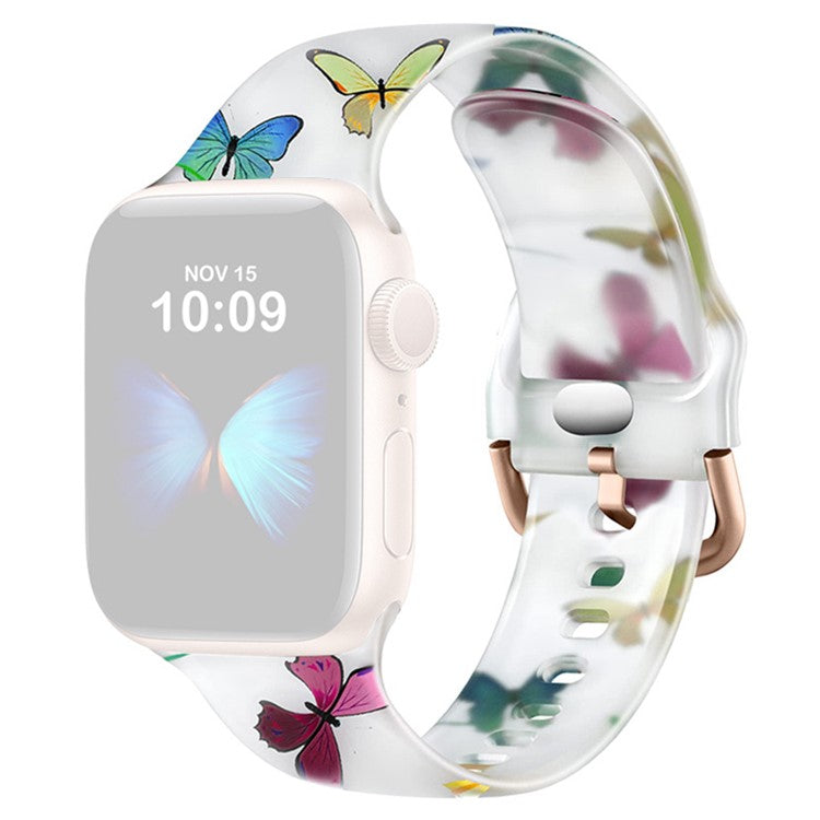 Watch Band For Apple Watch Series 10 42mm / 9 8 7 41mm / SE (2023) SE (2022) SE 6 5 4 40mm / 3 2 1 38mm Butterfly Printing Strap