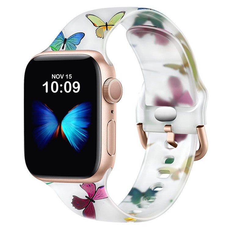 Watch Band For Apple Watch Series 10 42mm / 9 8 7 41mm / SE (2023) SE (2022) SE 6 5 4 40mm / 3 2 1 38mm Butterfly Printing Strap