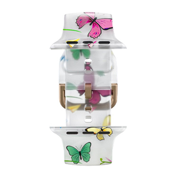 Watch Band For Apple Watch Series 10 42mm / 9 8 7 41mm / SE (2023) SE (2022) SE 6 5 4 40mm / 3 2 1 38mm Butterfly Printing Strap