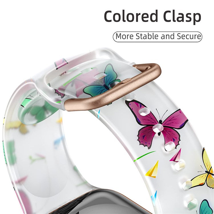 Watch Band For Apple Watch Series 10 42mm / 9 8 7 41mm / SE (2023) SE (2022) SE 6 5 4 40mm / 3 2 1 38mm Butterfly Printing Strap