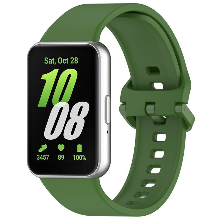 For Samsung Galaxy Fit3 Flexible Watch Strap Silicone Band Wrist Bracelet - Army Green