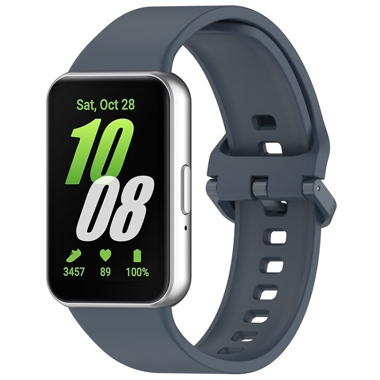 For Samsung Galaxy Fit3 Flexible Watch Strap Silicone Band Wrist Bracelet - Dark Grey