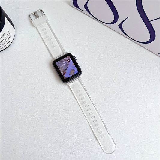 For Apple Watch 10 46mm / Ultra 2 / Ultra 49mm / 9 8 7 45mm / SE (2023) SE (2022) SE 6 5 4 44mm / 3 2 1 42mm TPU Clear Watch Band - Transparent