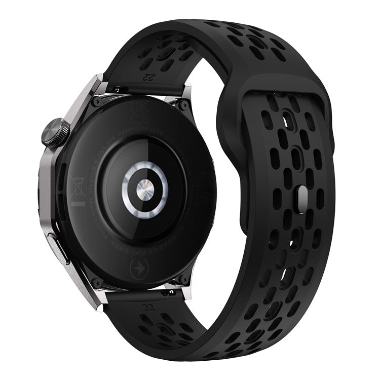 For Garmin vivoactive 5 / Venu 2 Plus Silicone Watch Band 20mm Hollow Adjustable Strap - Black