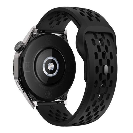 For Garmin vivoactive 5 / Venu 2 Plus Silicone Watch Band 20mm Hollow Adjustable Strap - Black