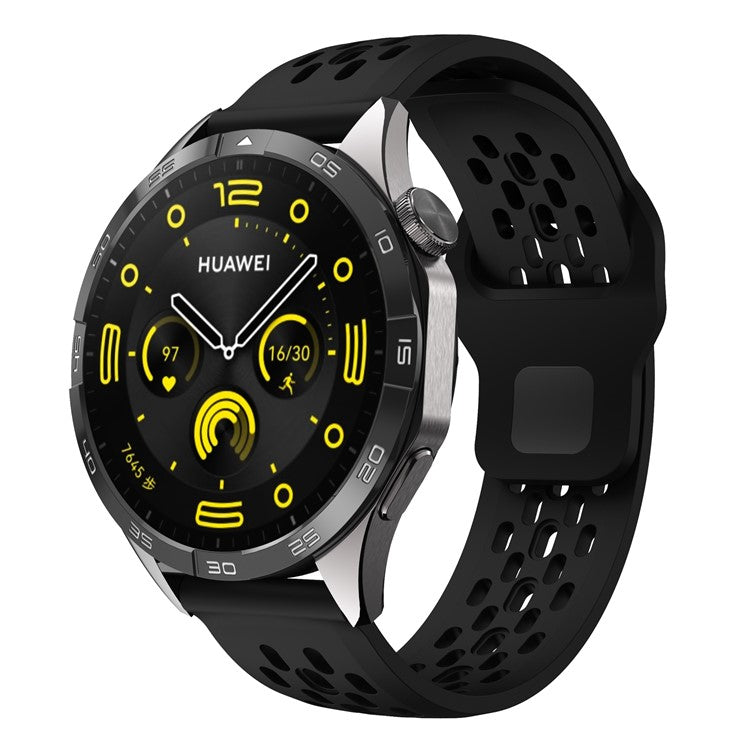 For Garmin vivoactive 5 / Venu 2 Plus Silicone Watch Band 20mm Hollow Adjustable Strap - Black