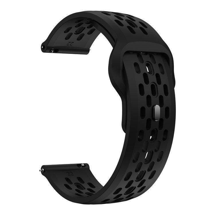 For Garmin vivoactive 5 / Venu 2 Plus Silicone Watch Band 20mm Hollow Adjustable Strap - Black