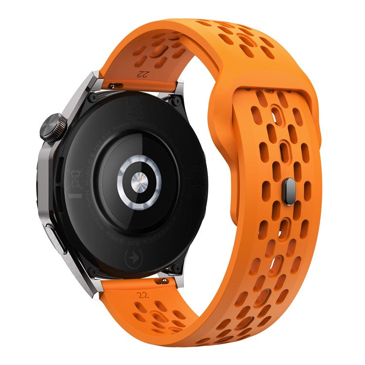 For Garmin Venu 3 / Venu 2 / Vivoactive 4 22mm Watch Strap Hollow Silicone Wrist Band Replacement - Orange