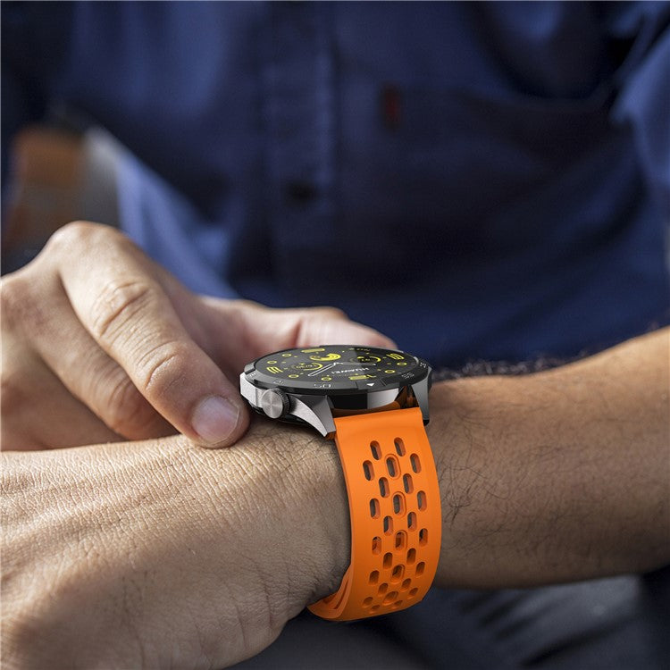 For Garmin Venu 3 / Venu 2 / Vivoactive 4 22mm Watch Strap Hollow Silicone Wrist Band Replacement - Orange