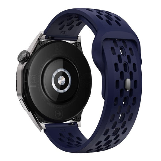 For Garmin Venu 3 / Venu 2 / Vivoactive 4 22mm Watch Strap Hollow Silicone Wrist Band Replacement - Midnight Blue