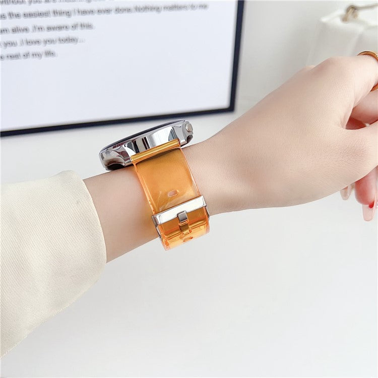 For Samsung Galaxy Watch3 45mm / Huawei Watch GT 4 46mm Band 22mm TPU Wrist Strap - Transparent Light Orange