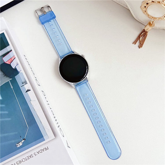For Samsung Galaxy Watch3 45mm / Huawei Watch GT 4 46mm Band 22mm TPU Wrist Strap - Transparent Blue