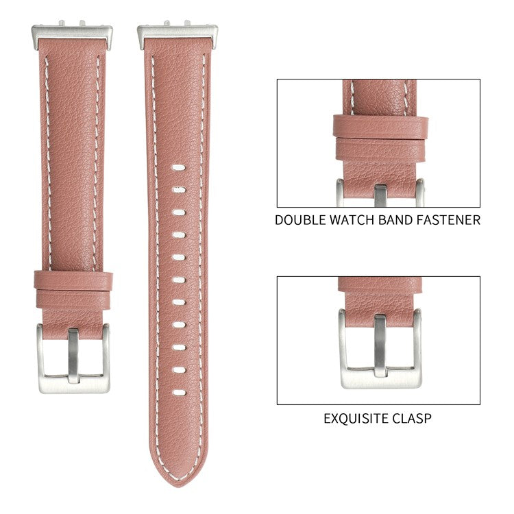 For Samsung Galaxy Fit3 Watch Band Cowhide Leather Strap Replacement - Deep Pink
