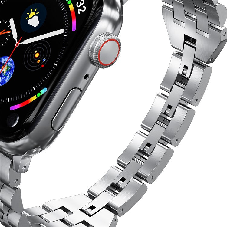 Watch Band For Apple Watch Series 10 42mm / 9 8 7 41mm / SE (2023) SE (2022) SE  6 5 4 40mm / 3 2 1 38mm 5-Bead Metal Strap - Silver