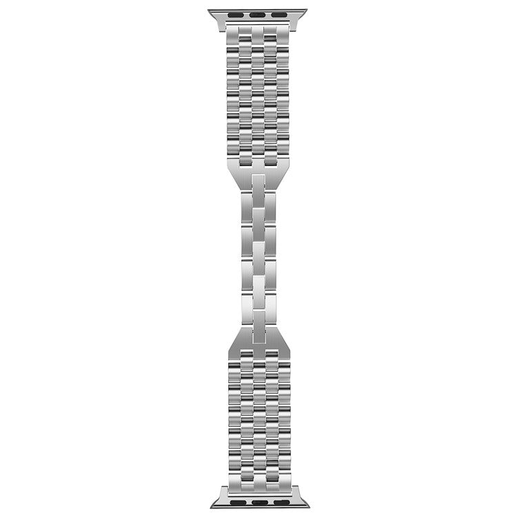 Watch Band For Apple Watch Series 10 42mm / 9 8 7 41mm / SE (2023) SE (2022) SE  6 5 4 40mm / 3 2 1 38mm 5-Bead Metal Strap - Silver