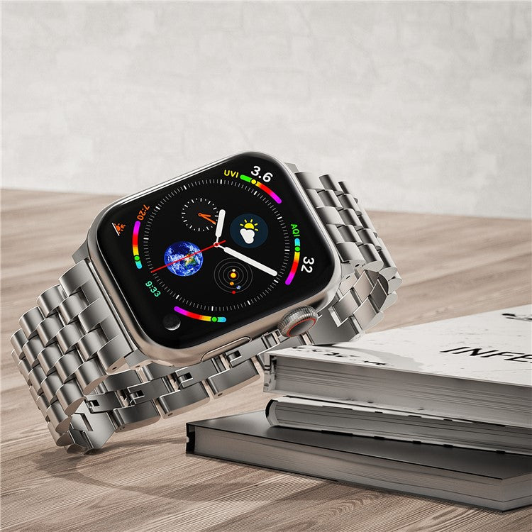 Watch Band For Apple Watch Series 10 42mm / 9 8 7 41mm / SE (2023) SE (2022) SE  6 5 4 40mm / 3 2 1 38mm 5-Bead Metal Strap - Silver