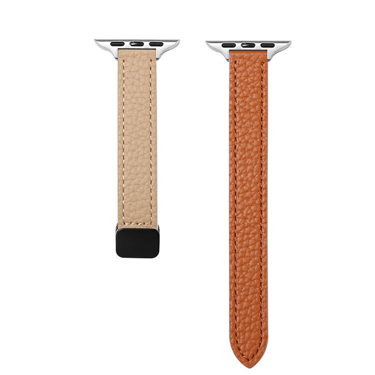 Magnetic Band For Apple Watch Series 10 42mm / 9 8 7 41mm / 6 5 4 SE (2023) SE (2022) SE 40mm / 3 2 1 38mm Microfiber Leather Strap - Orange+Apricot