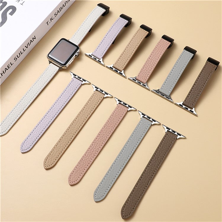 Magnetic Band For Apple Watch Series 10 42mm / 9 8 7 41mm / 6 5 4 SE (2023) SE (2022) SE 40mm / 3 2 1 38mm Microfiber Leather Strap - Orange+Apricot