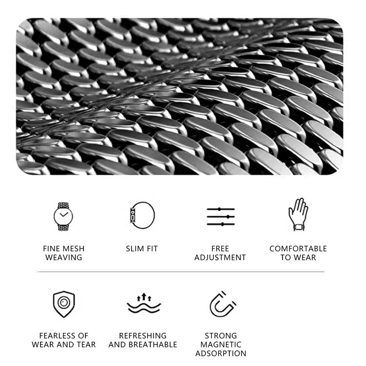 Milanese Mesh Loop Strap For Apple Watch Series 10 42mm / 9 8 7 41mm / 6 5 4 SE (2023) SE (2022) SE 40mm / 3 2 1 38mm Magnetic Watch Band - Rose Gold