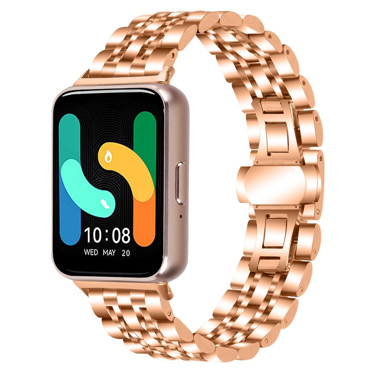 For Samsung Galaxy Fit3 SM-R390 Watch Strap High-Strength Stainless Steel Wrist Band - Rose Gold