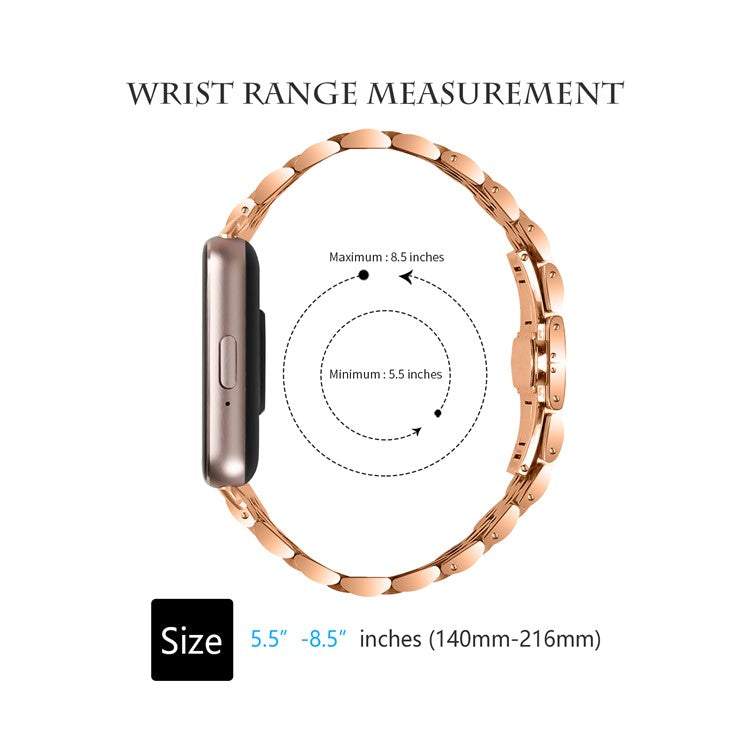 For Samsung Galaxy Fit3 SM-R390 Watch Strap High-Strength Stainless Steel Wrist Band - Rose Gold