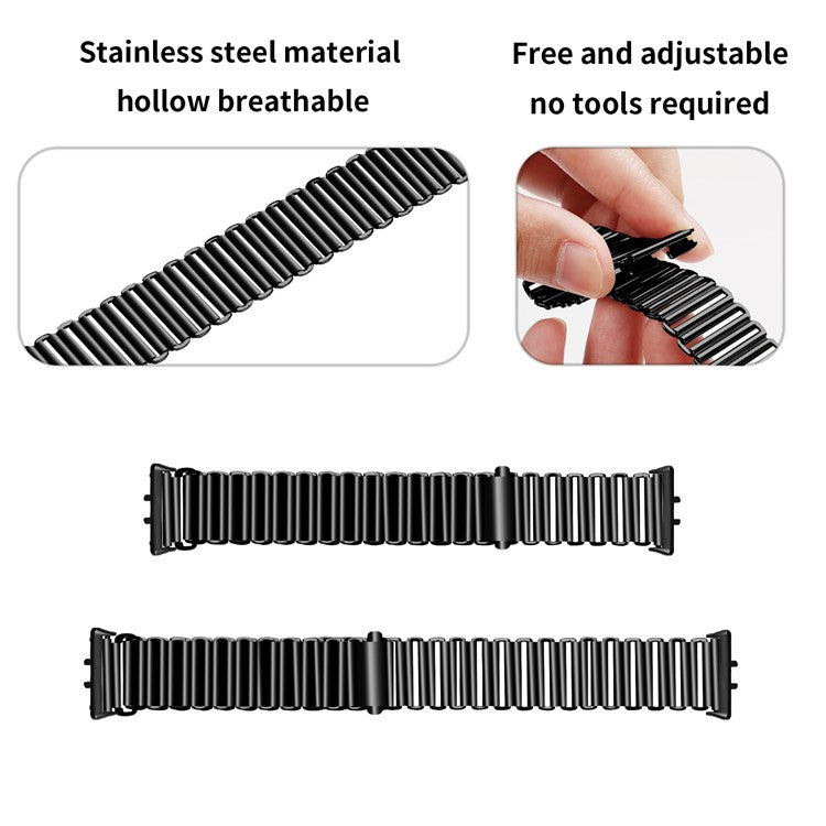 For Samsung Galaxy Fit3 SM-R390 Stainless Steel Watch Band Electroplating Color Wrist Strap - Black