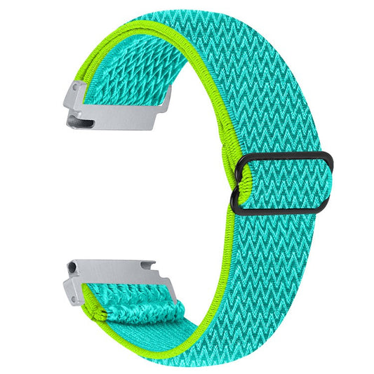 For Verizon Gizmo Watch 3 Elastic Wrist Band Wavy Pattern Woven Nylon Watch Strap - Yellow+Green